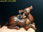 3 Inch Old Chinese Boxwood Hand Carved Deer Statue Netsuke Decoration Collection