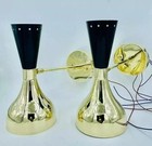 Vintage Mid Century Modern Brass Diabolo Wall Sconces Italy 1950s Stilnovo Style
