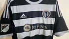 Sporting Kc Kansas City Mens Soccer Jersey 2014 2015 Hoops Away Adizero Size Lrg