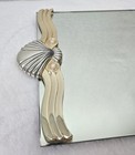 Vtg Seashell Pearl Mirrored Vanity Tray Gold Accents 