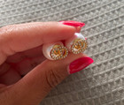 Authentic Dior White Pearl Gold Earrings Small Cd
