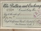1896 The Bullion   Exchange Bank Canceled Check  70443  51 78