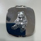 Silver Tone Compact Mirror With Panda Design
