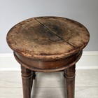 Antique Primitive Small Low Wood Stool Turned Legs Rustic Farmhouse Country 20   