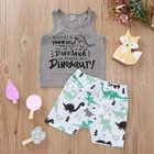 Newborn Infant Baby Boy Clothes Sleeveless Letter Vest Top Dinosaur Shorts Set