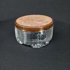 Antique Cushion Top Glass Vanity Powder Trinket Cream Jar Brass Lid Victorian