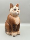 Hand Carved Wooden Cat Ornament 19cm Folk Art Rustic Bali Style Decor