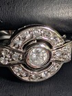 Vintage Sterling Silver Cz Round Bezel Set With Accent Diamond Ring Size 6