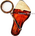 Henry Hughes London Brass Magnifying Glass Collectible Pocket Magnifier Wth Case