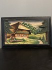 Antique German Black Forest Wood Hand Carving Diorama Wall Hanging 2pc Set 