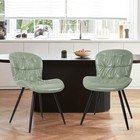 Green Faux Leather Dining Chair Set Of 2  Ergonomic With Metal Frame