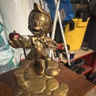 Disney Jiminy Cricket Bronze Tone Figurine Award Trophy On Wood Base