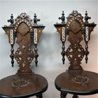 Fine Pair Of Antique Middle East Persian Inlaid Side Chairs  Circa 1930s