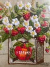 Vintage 1970s Crewel Embroidery Framed Potted Wild Strawbery
