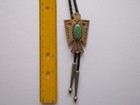 Rare Vintage iconic Thunderbird Turquoise Sterling Silver Bolo Tie Bell Trading