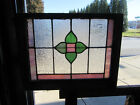   Antique Stained Glass Window Flower   28 5 X 22   Architectural Salvage