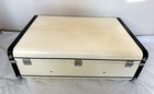 Prada Pergamena Vintage Style Ivory Black Hard Leather Luggage Bag Suitcase Case