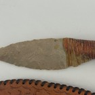 Handmade Primitive Chert Flint Knapped Stone Knife Wood Handle Leather Sheath