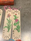 Vintage Chinese Brocade Box 12 Hand Painted Bamboo Bookmarks Floral 5x2x1