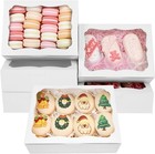 20pcs 8x6x2 5 Inch White Bakery Boxes Cookie Boxes With Window Treat Boxes De   