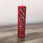 Vintage Gurley 7  Pillar Candle Christmas Noel Red   Gold