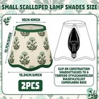 Lewtemi 2 Pcs Green Striped Scalloped Lamp Shades 4  X 6  X 5 