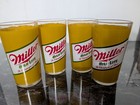 Vtg 70s Miller High Life Beer Drinking Glasses Tumblers Barware 16 Oz Lot Of 4