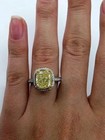 4 Ct Cushion Cut Lab Created Citrine Engagement Halo Ring 14k White Gold Plated