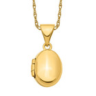 14k Solid Yellow Gold Oval Photo Locket Necklace