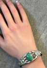 Vintage Fred Harvey Era Bell Trading Post Green Agate Navajo Sterling  Bracelet