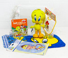 Vintage Looney Tunes Tweety Bird Collectibles Gift Set  Book  Bib  Plush Tweety