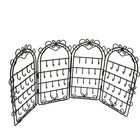 Folding Jewelry Organizer Black Metal 36 Hooks Earrings Necklace 17 X 9-in Gift