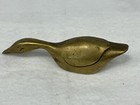 Vintage Solid Brass 4 5 Inch Duck Swan Goose Figurine Art Deco Paperweight Mcm
