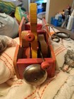Fisher Price Vintage Wooden  Pull Toy Teddy Trucker 711 Original String Attached
