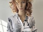 Jane   Delancey White Button Up Long Sleeve Shirt Wild Cats Leopard Sz S