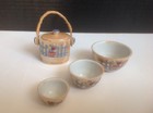 Vintage Miniature Lusterware Nesting Bowls Tea Set Basket Tray   Japan 10 Piece