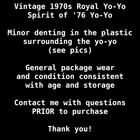 Spirit Of 76 Yo-yo Vintage 1970s Royal Yo-yo Bicentennial Patriotic New Sealed