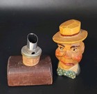 Vintage Anri Hand Carved Wood Man With Hat Bar Wine Cork Bottle Stopper Pourer