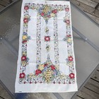 Vtg Startex Kitchen Towel Linen Cotton Vivid Colorful Fruits And Flowers Mcm