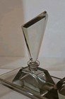 Vintage Art Deco Czech Vanity Toilet Set Geometric Skyscraper Cut Perfume Tray