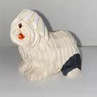 Old English Sheep Dog Red Glass Tongue Figurine Artesania Rinconada Art Pottery