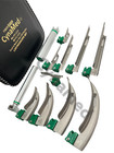 New Premium Fiber Optic Mac   Miller Laryngoscope Set led Light  White Set Of 12