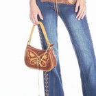 Vintage Shoulder Bag Pu Leather Lace Straps Butterfly Handbag Chain Underarm Bag
