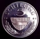 1965 Austria 5 Schilling Silver Coin - Brilliant Uncirculated  Proof Like