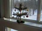 Vintage German Miniature Christmas Tree With Ornaments 4  Tall Dollhouse Size