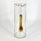 Vintage Barware Cocktail Pitcher Hand Blown Amber Applied Handle 9 3 4    Mcm