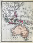 1886 Tunison Map Oceania Polynesia Australia New Zealand East Indies Hawaii Fiji