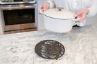 Gasar    Cast Iron Trivet  Metal Trivet  Sun   Moon Design  Rubber Feet  8 Inches