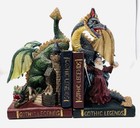 Vintage 80s Mythical Wizard Magic Dungeon Dragons Gothic Legends Bookends
