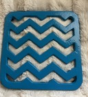 Square  Cast Iron Turquoise Trivet Heavy  7    Rubber Footed 